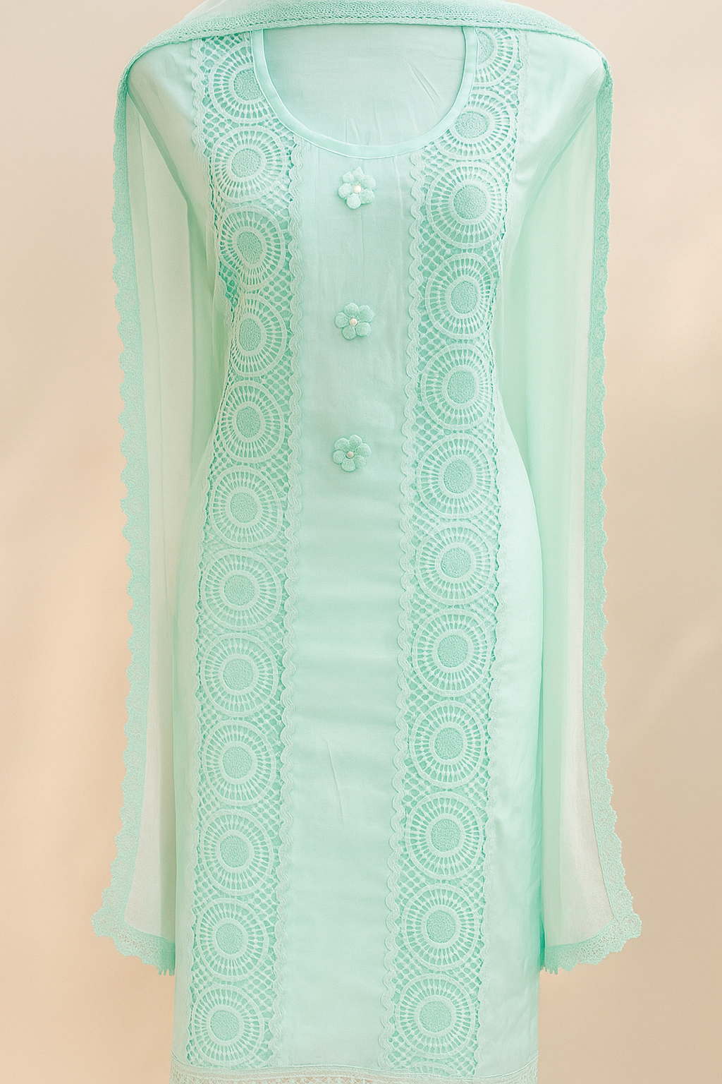 Pastel Silk Embroidered Pakistani Suit
