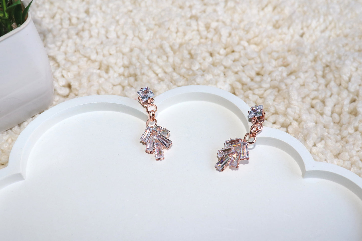 Rose Gold Sparkling Drop Earrings