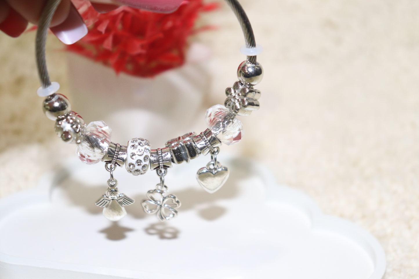 Silver Charm Bracelet with Pendants