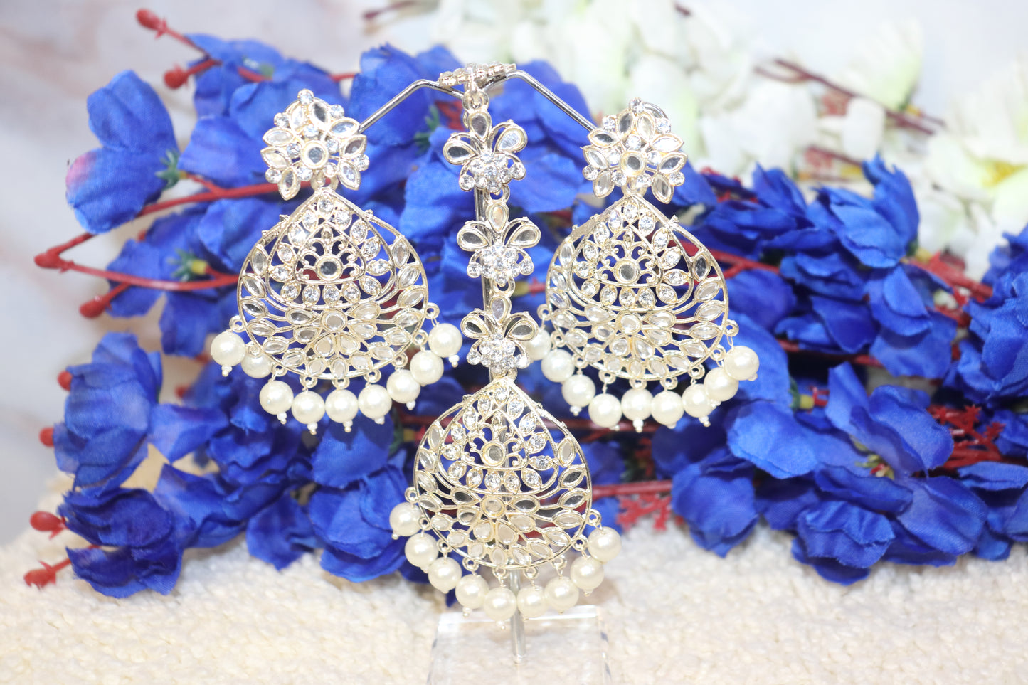 Royal Kundan Pearl Chandbali Earrings