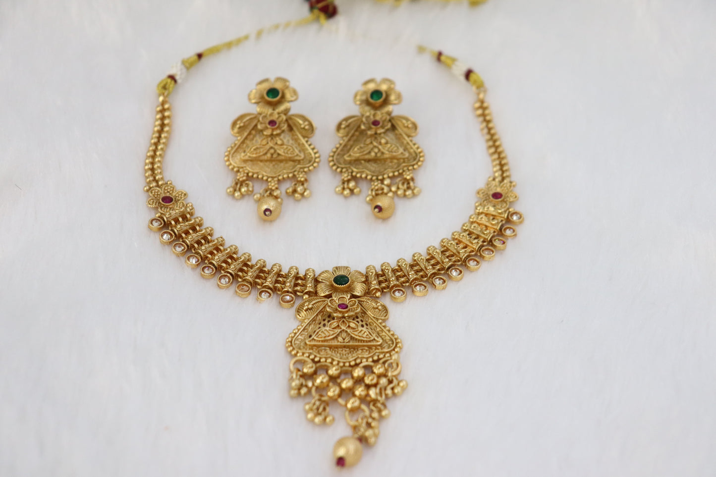 Royal Lakshmi Antique Gold-Plated Temple Necklace Set