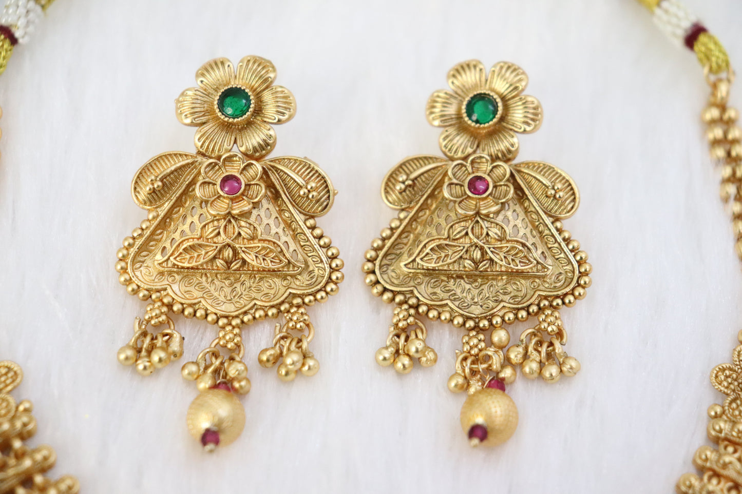 Royal Lakshmi Antique Gold-Plated Temple Necklace Set