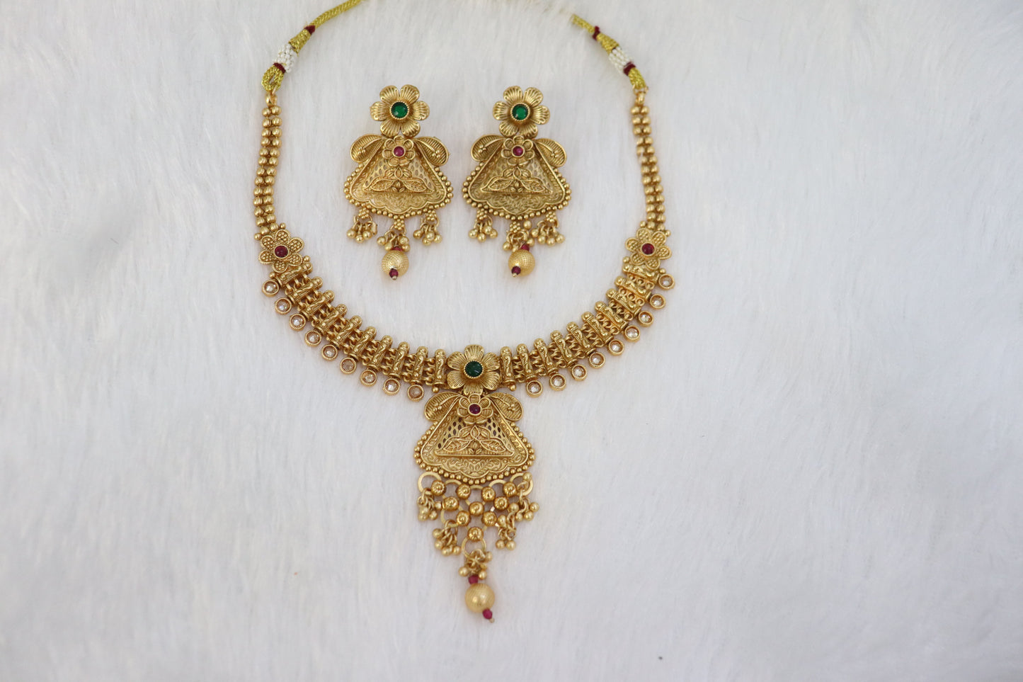 Royal Lakshmi Antique Gold-Plated Temple Necklace Set