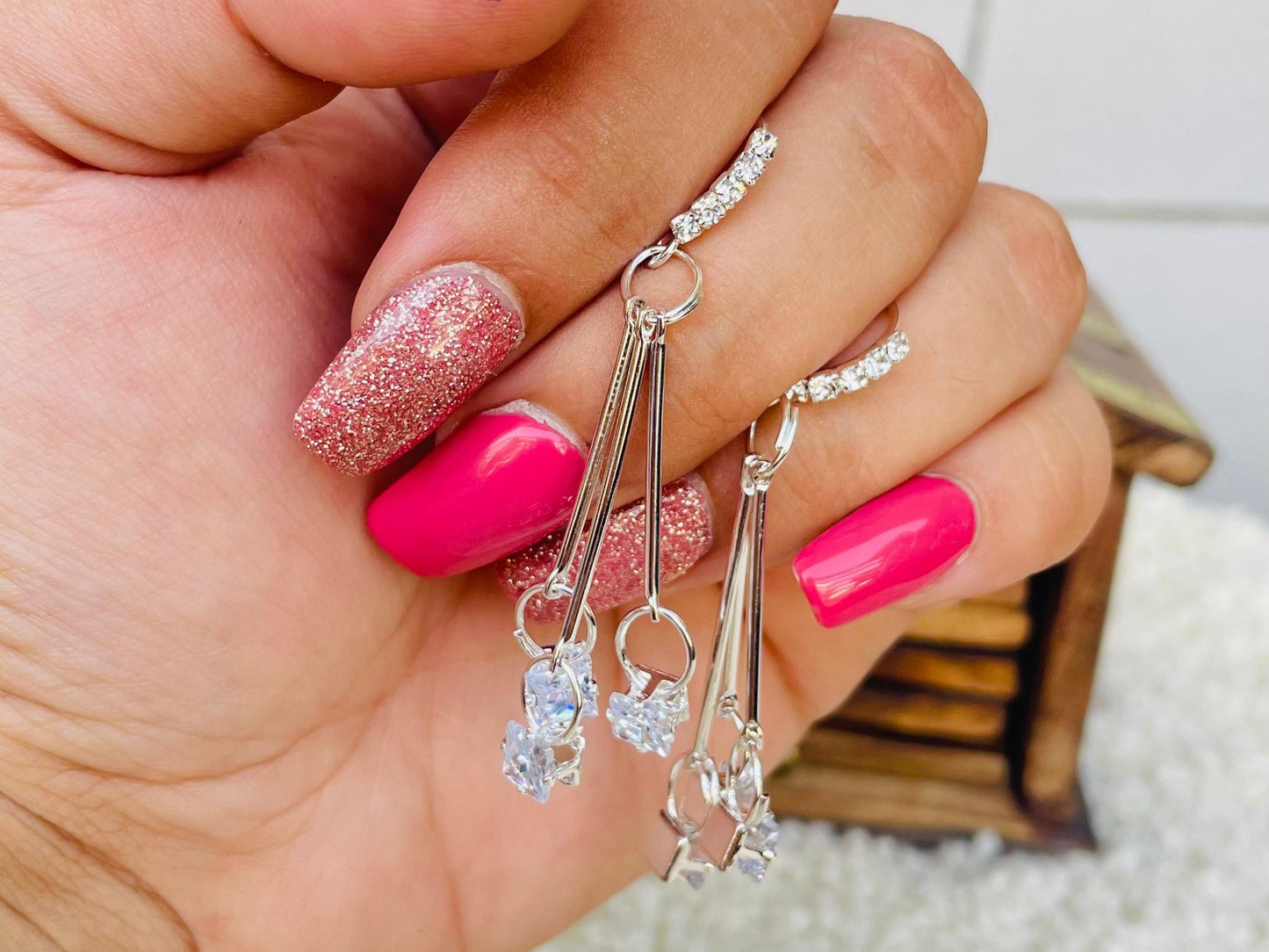 Elegant Crystal Dangle Earrings in Silver