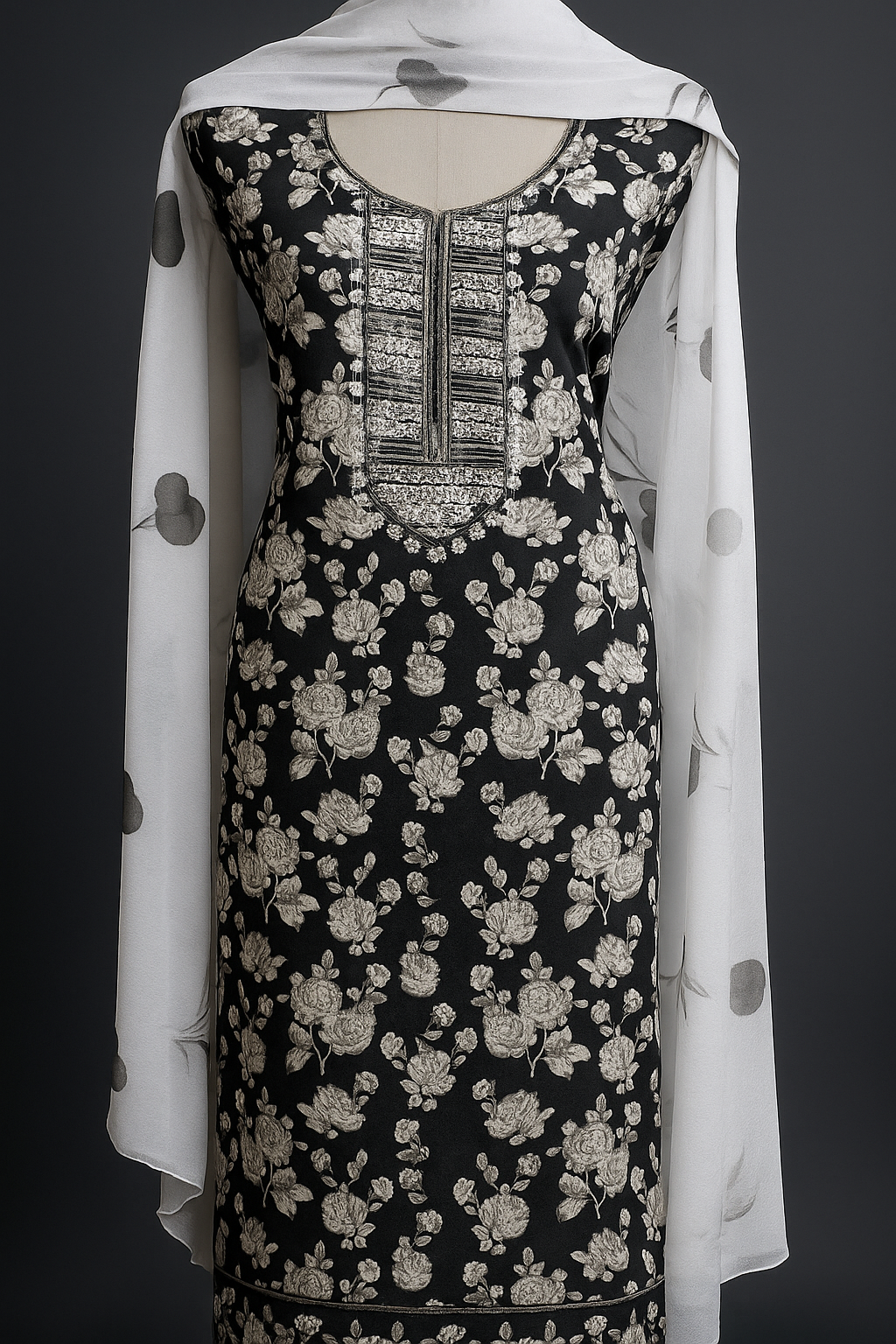 Midnight Bloom Cotton Suit Set