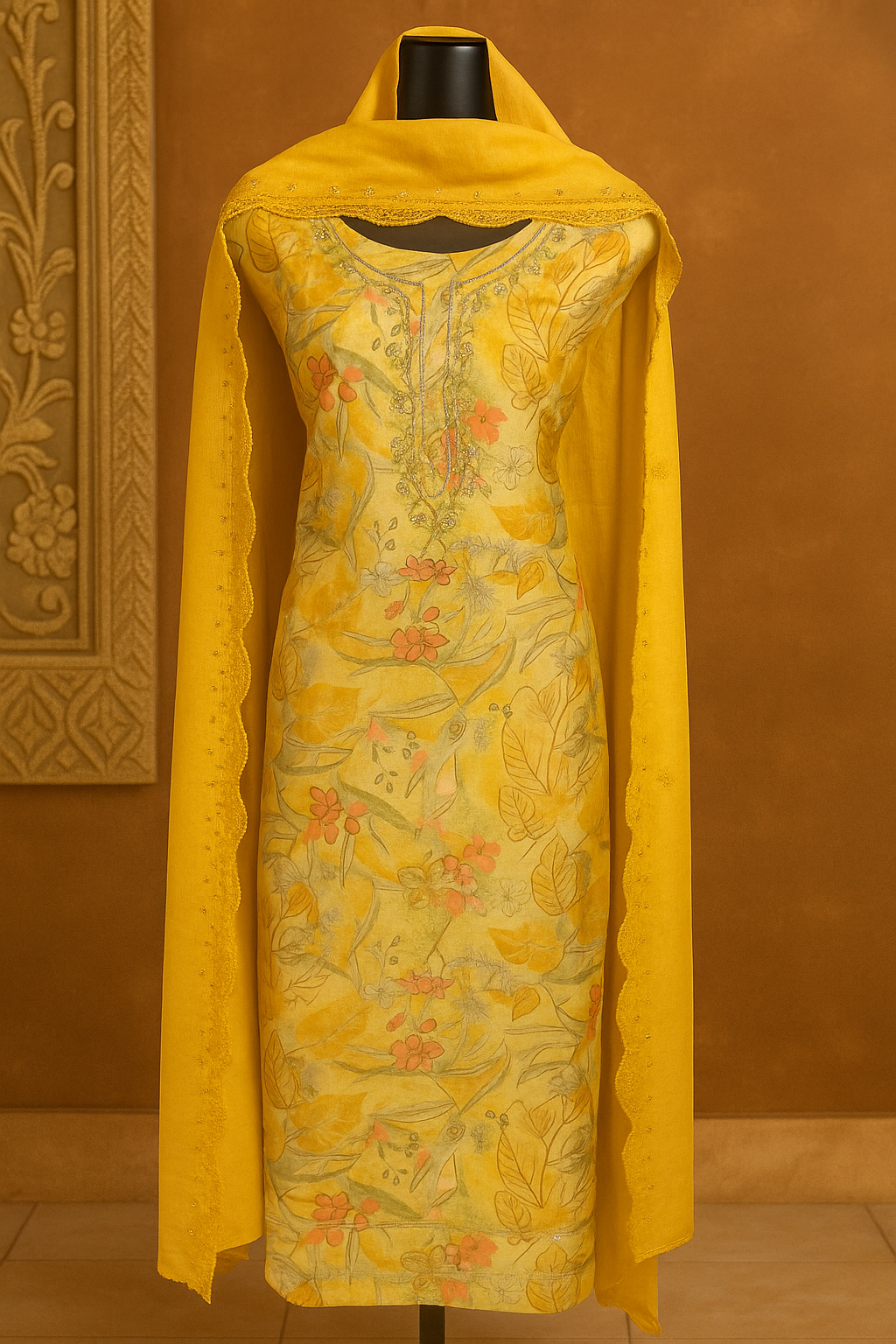 Sage Floral Embroidered Modal Suit