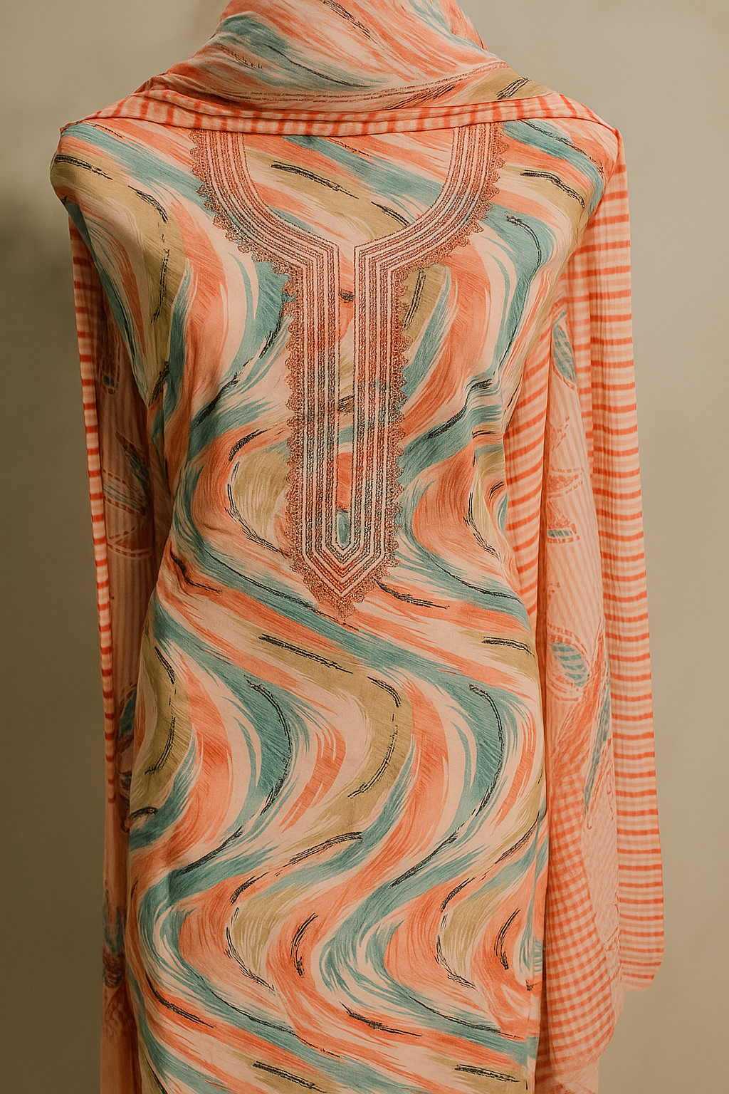 Tranquil Waves- Unstitched Suit
