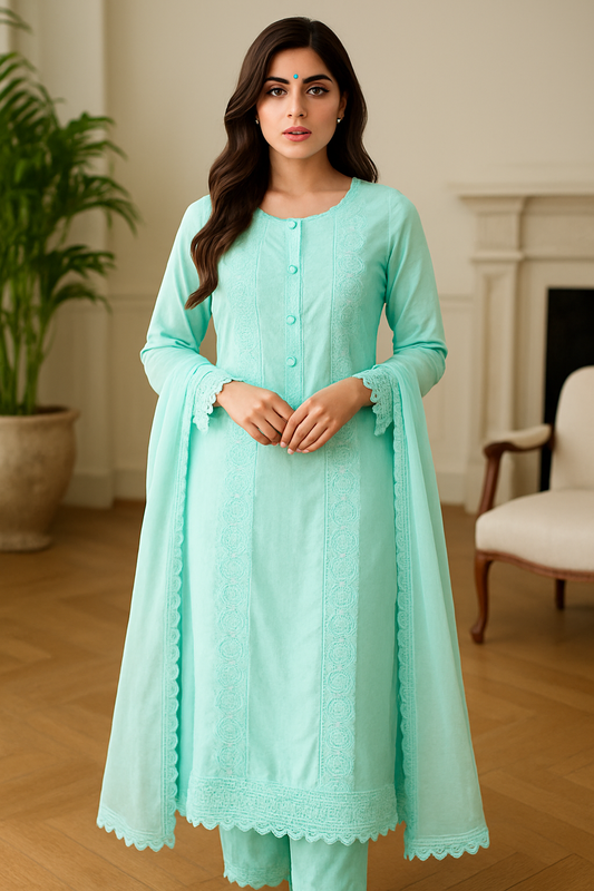 Pastel Silk Embroidered Pakistani Suit