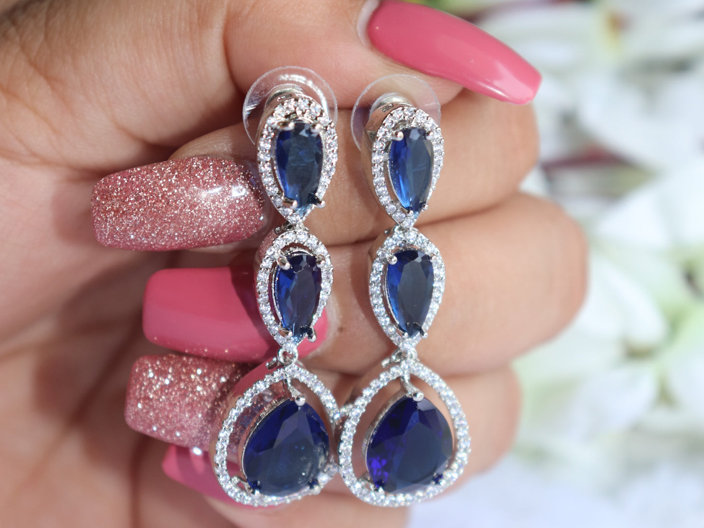 Royal Blue Teardrop Dangle Earrings