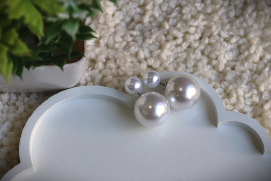 Elegant Double-Sided Pearl Stud Earrings