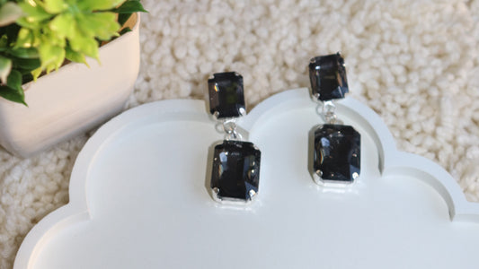 Midnight Black Crystal Drop Earrings