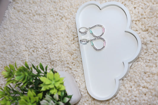 Elegant Infinity Loop Earrings with Pastel Stone Accents