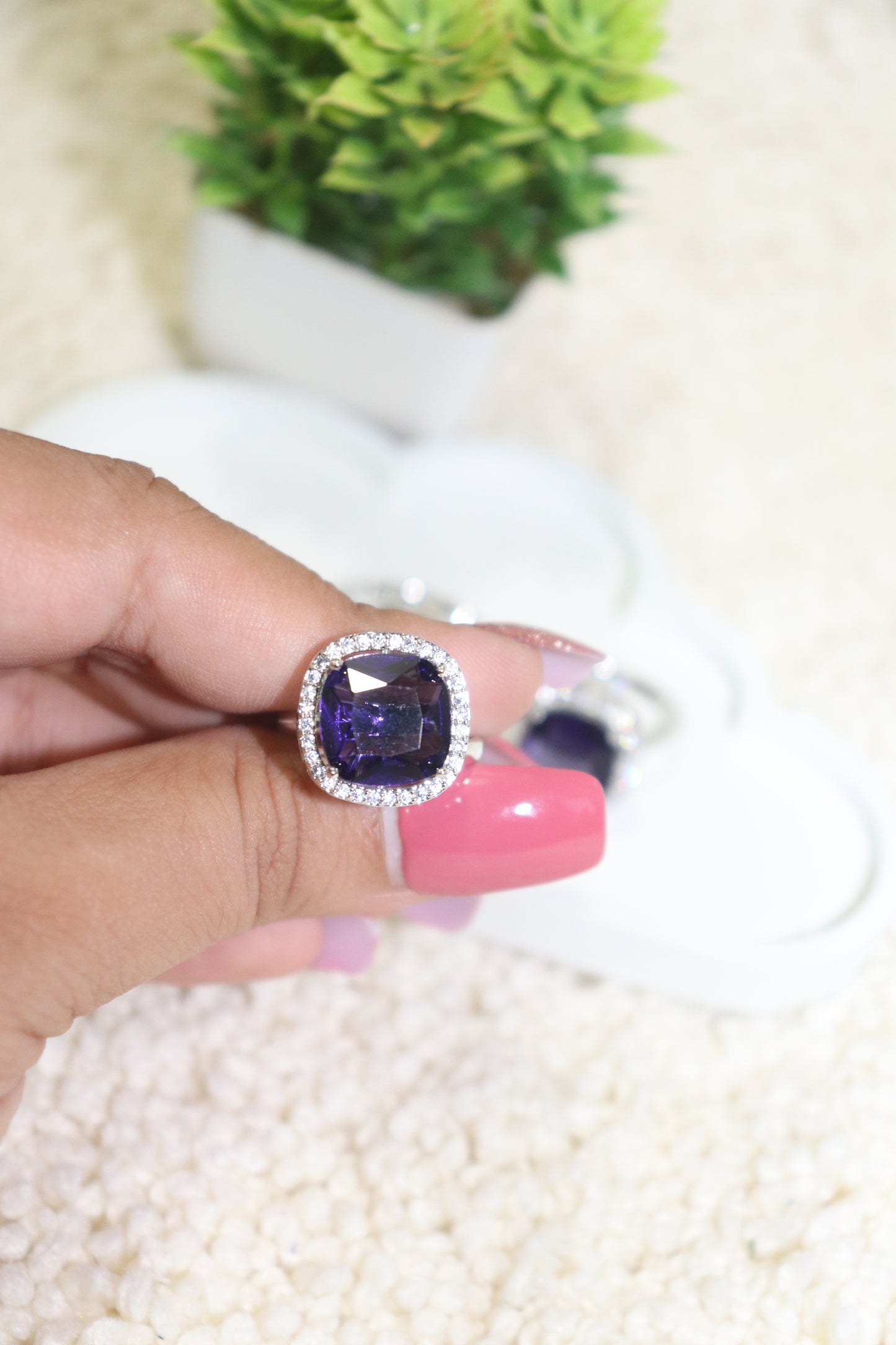 Elegant Adjustable Cushion-Cut Stone Rings