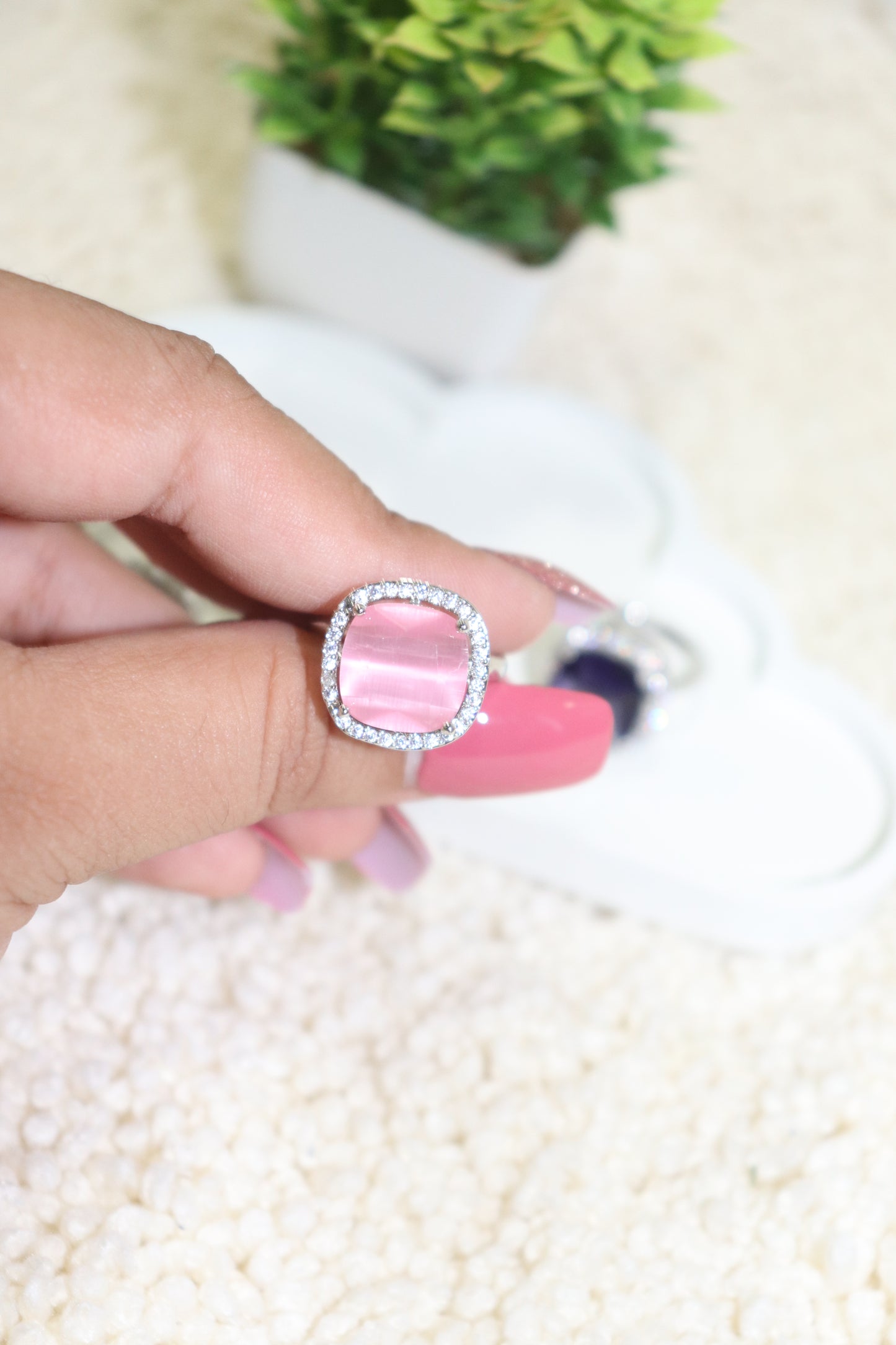 Elegant Adjustable Cushion-Cut Stone Rings