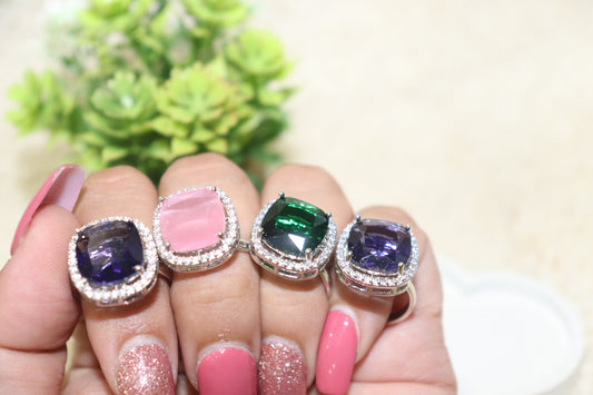 Elegant Adjustable Cushion-Cut Stone Rings