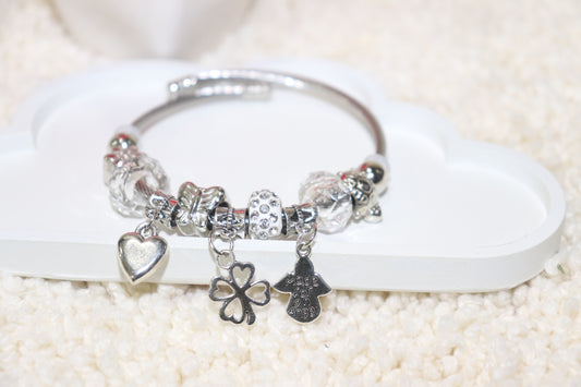 Silver Charm Bracelet with Pendants