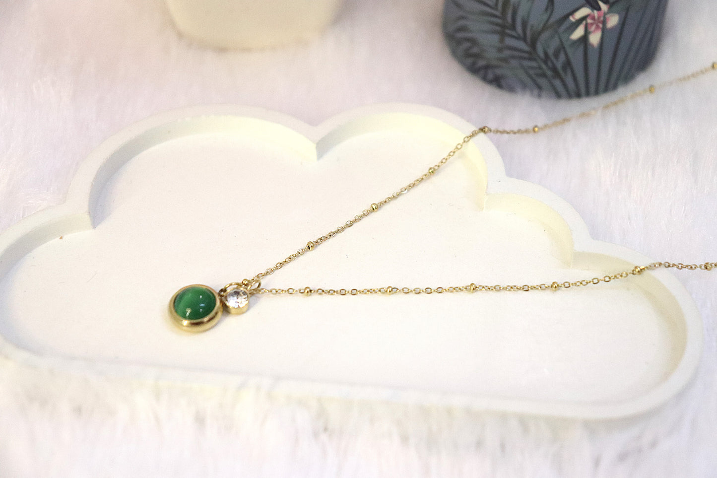 Green/ Mustard Elegance Gold Pendant Neckpiece