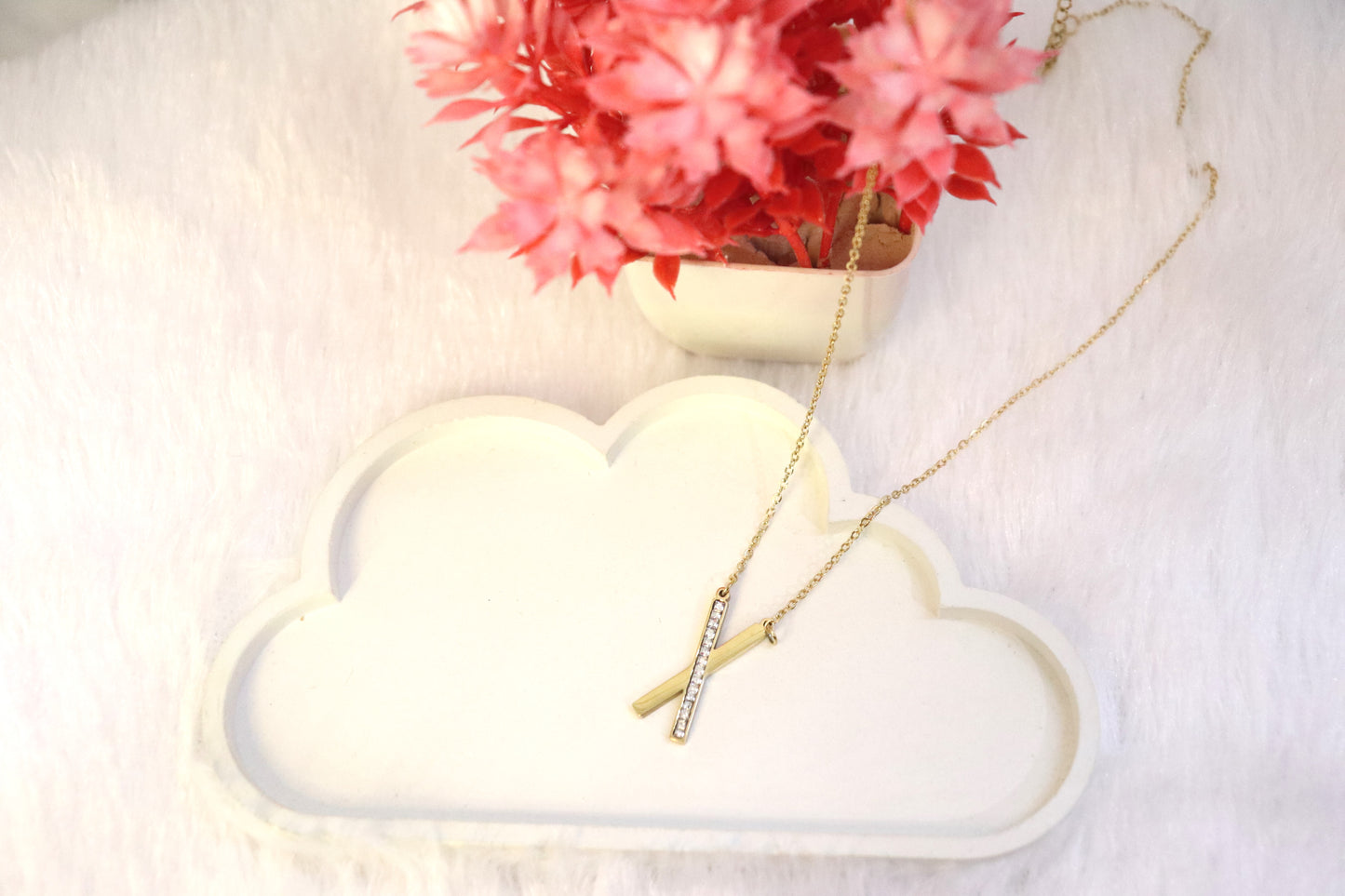 Elegant Dual-Bar Crystal Pendant Neckpiece