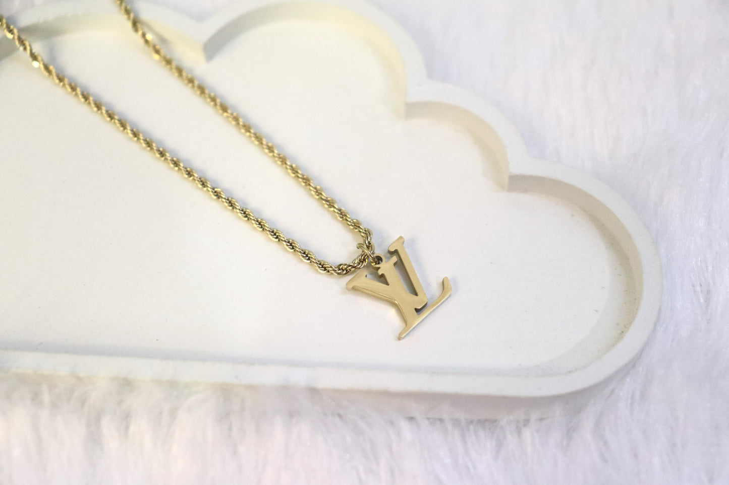 Luxe Monogram Pendant Necklace – Gold Plated