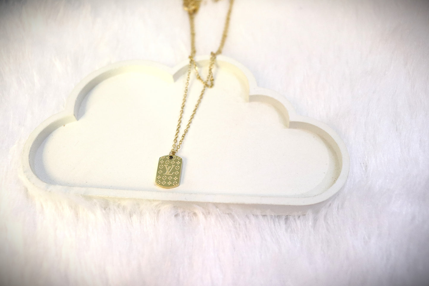 Gold-Plated Luxury Tag Pendant Necklace