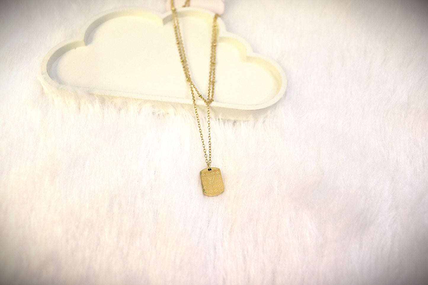 Gold-Plated Luxury Tag Pendant Necklace