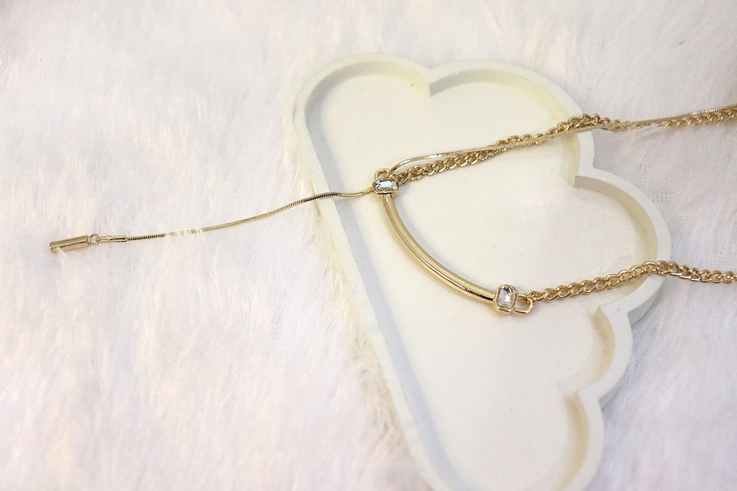 Gold X Pendant with Crystals