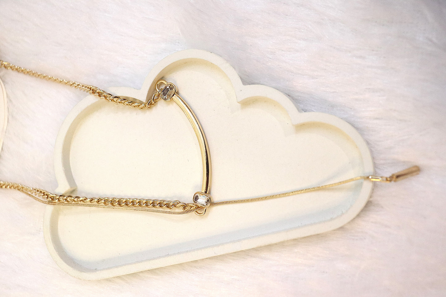 Gold X Pendant with Crystals