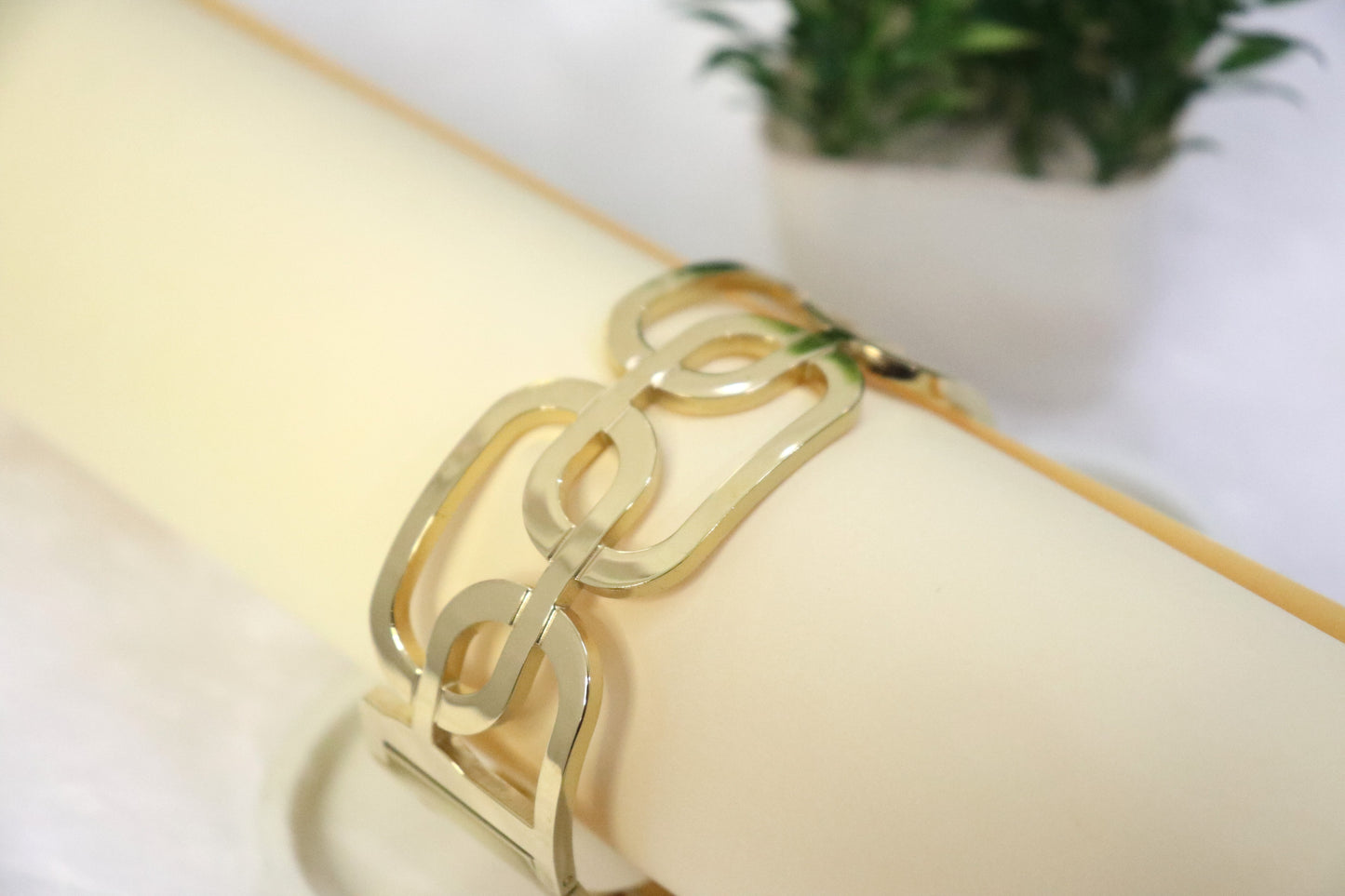 Gold Chain-Link Cuff Bracelet