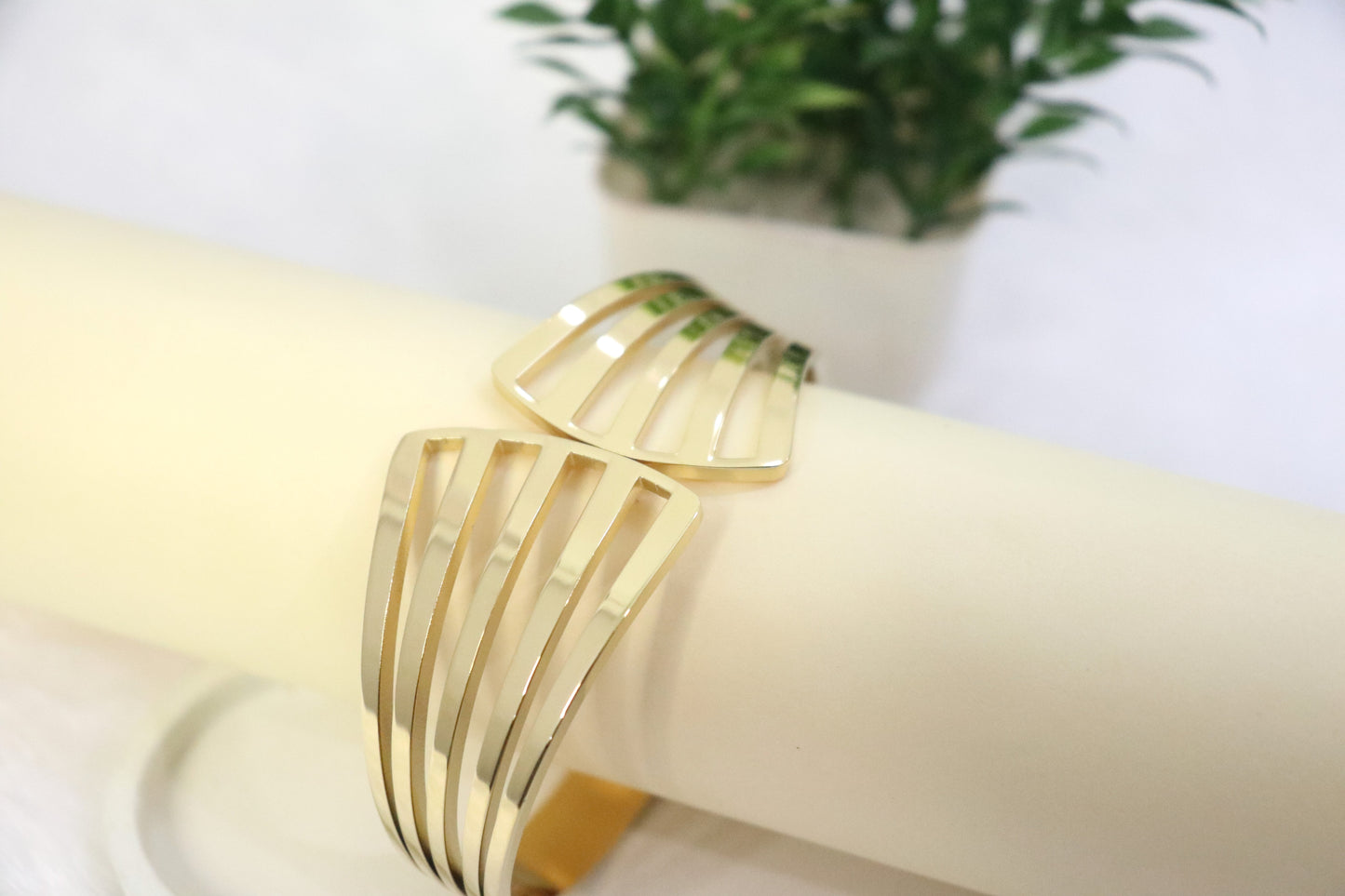 Contemporary Gold-Plated Cuff Bracelet
