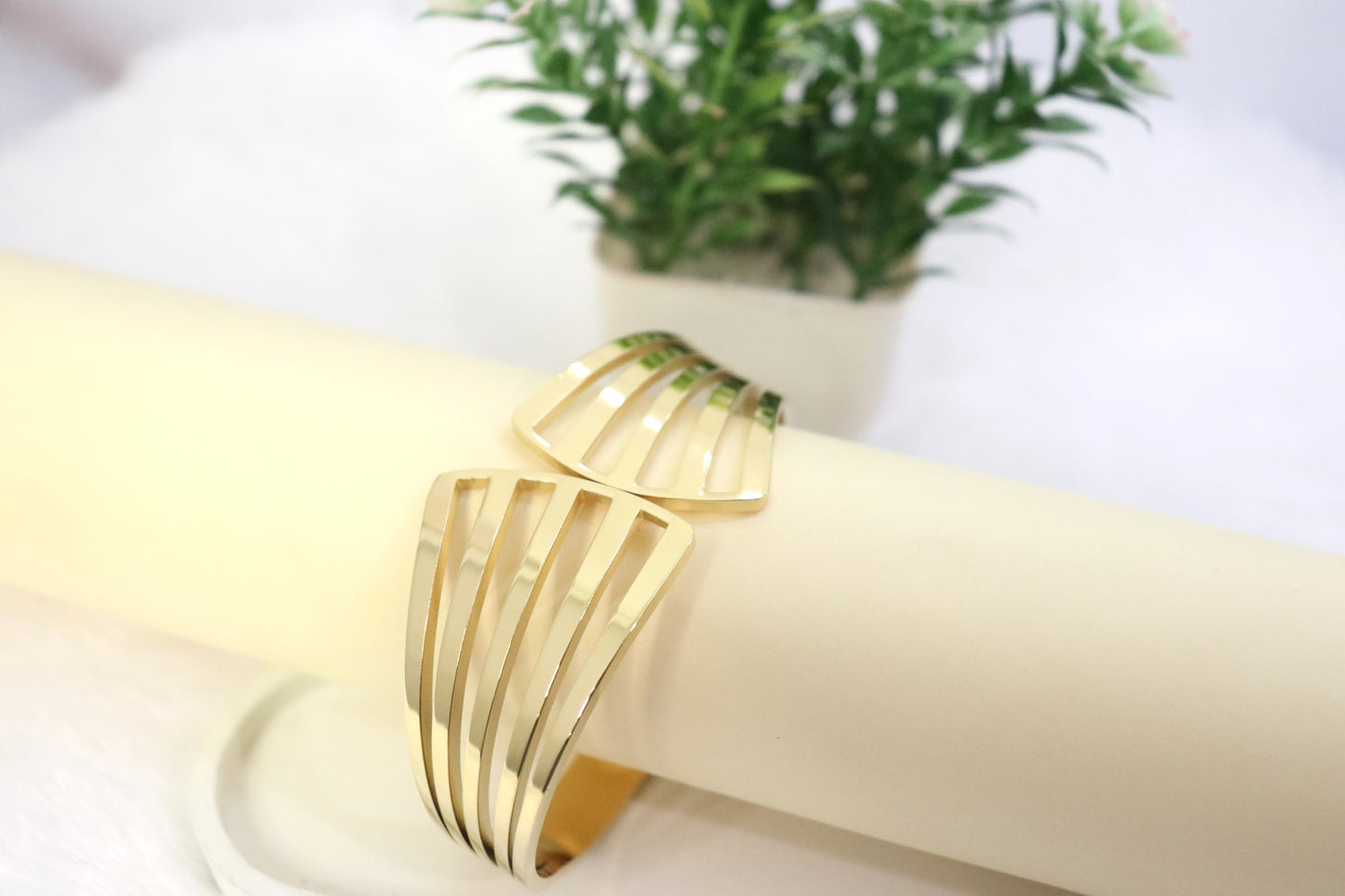 Contemporary Gold-Plated Cuff Bracelet