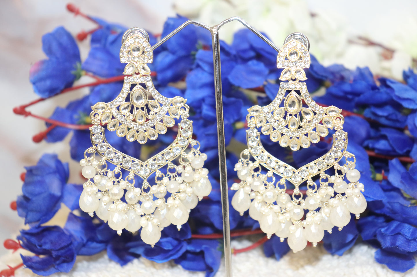 Majestic Kundan Pearl Chandbali Earrings
