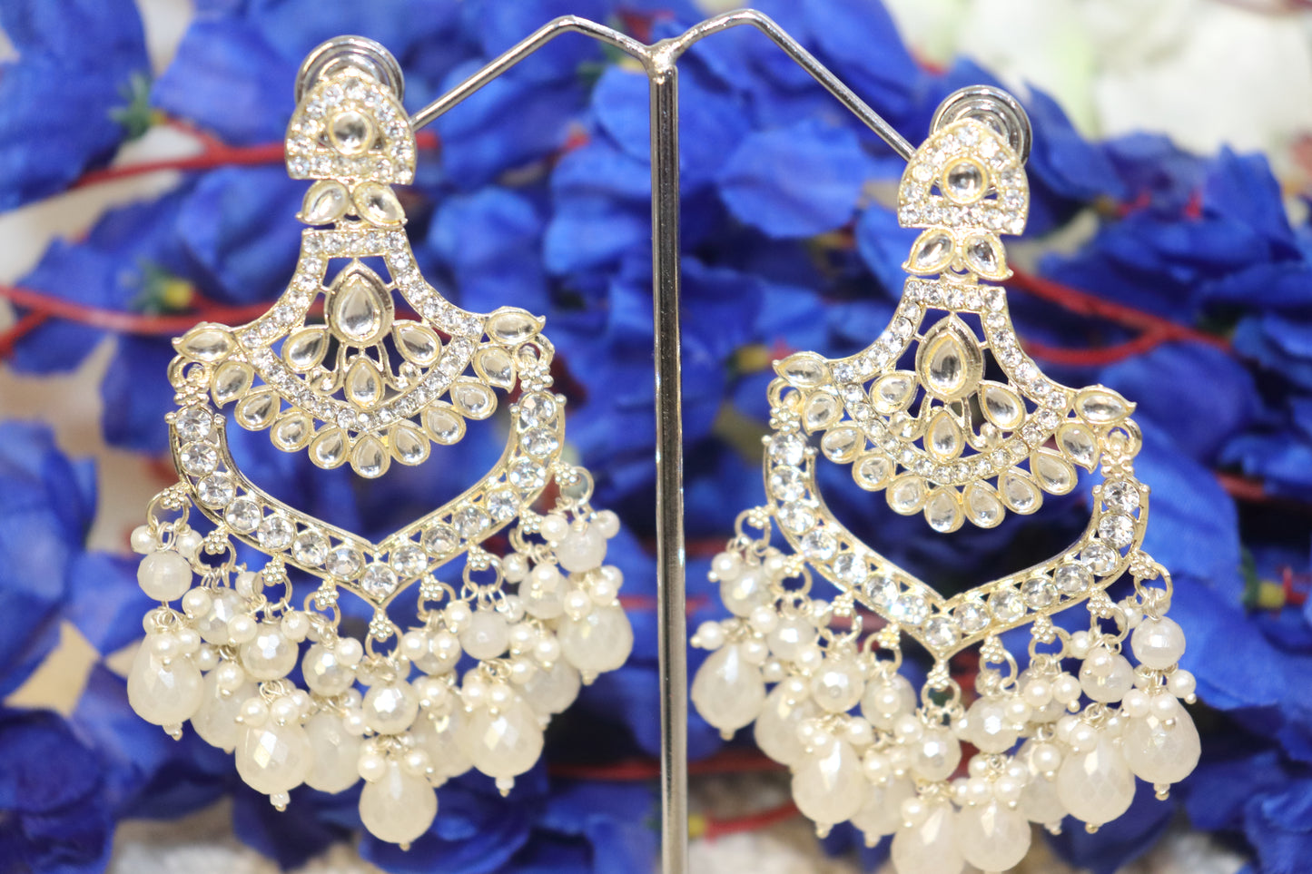 Majestic Kundan Pearl Chandbali Earrings