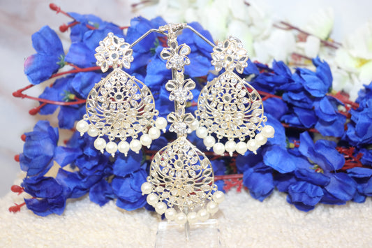 Royal Kundan Pearl Chandbali Earrings