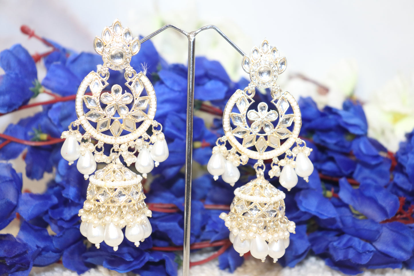 Royal Kundan Pearl Chandbali Earrings
