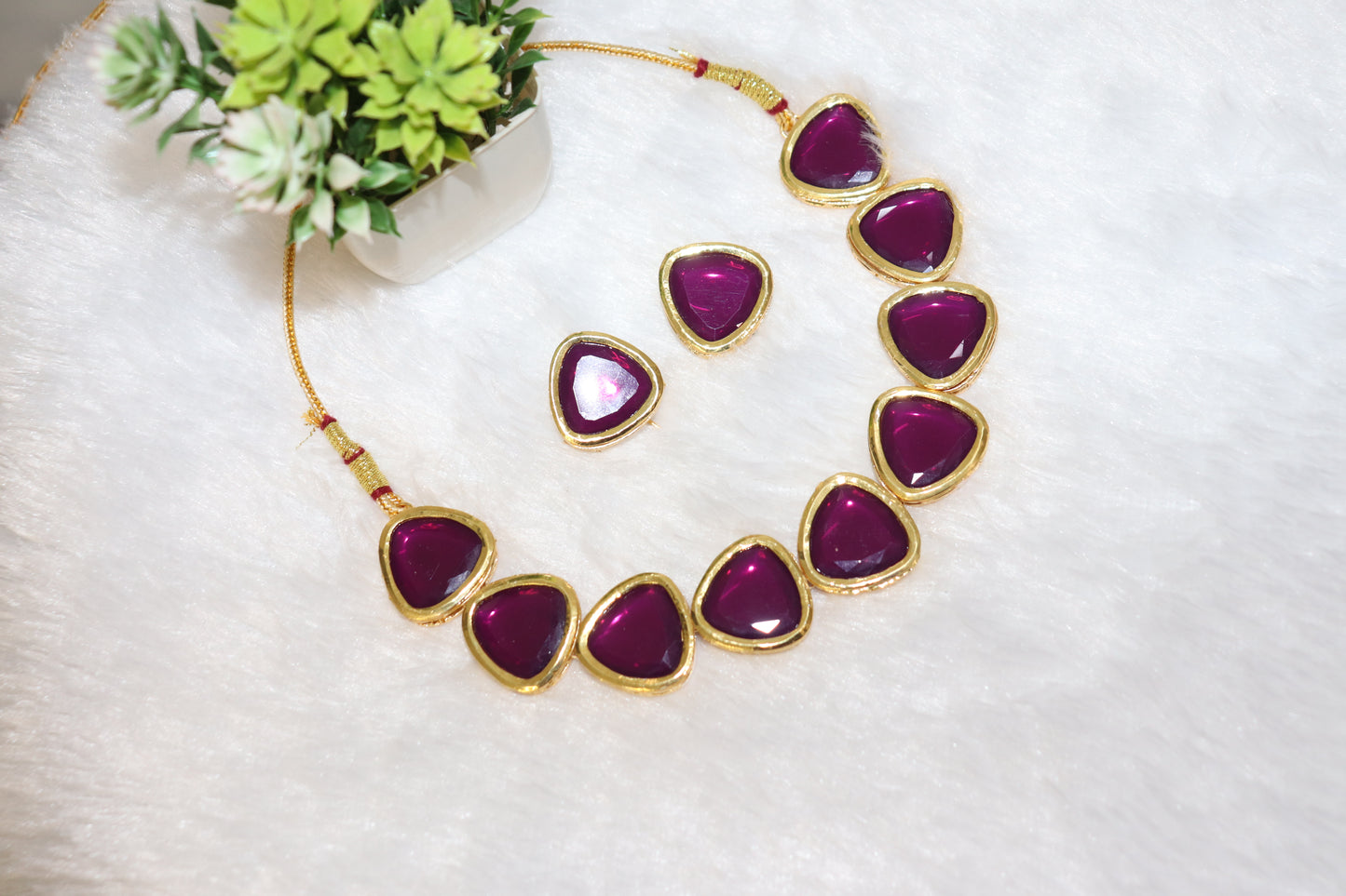 Royal Amethyst Gold-Plated Necklace Set