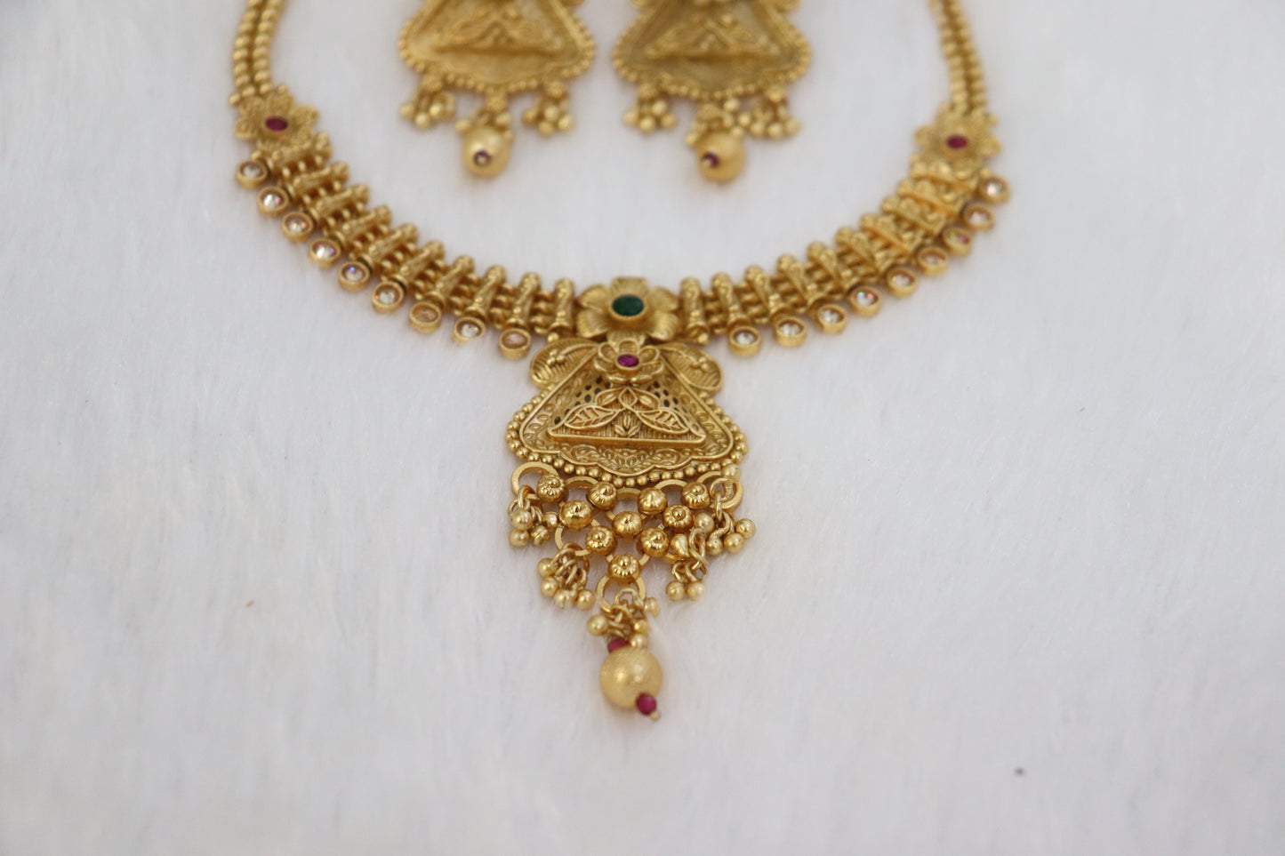 Royal Lakshmi Antique Gold-Plated Temple Necklace Set