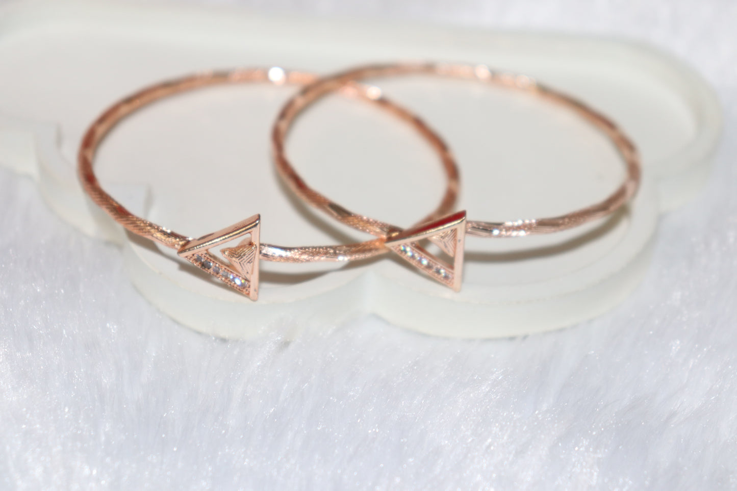Rose Gold Triangle Minimalist Bangles – Set of 2