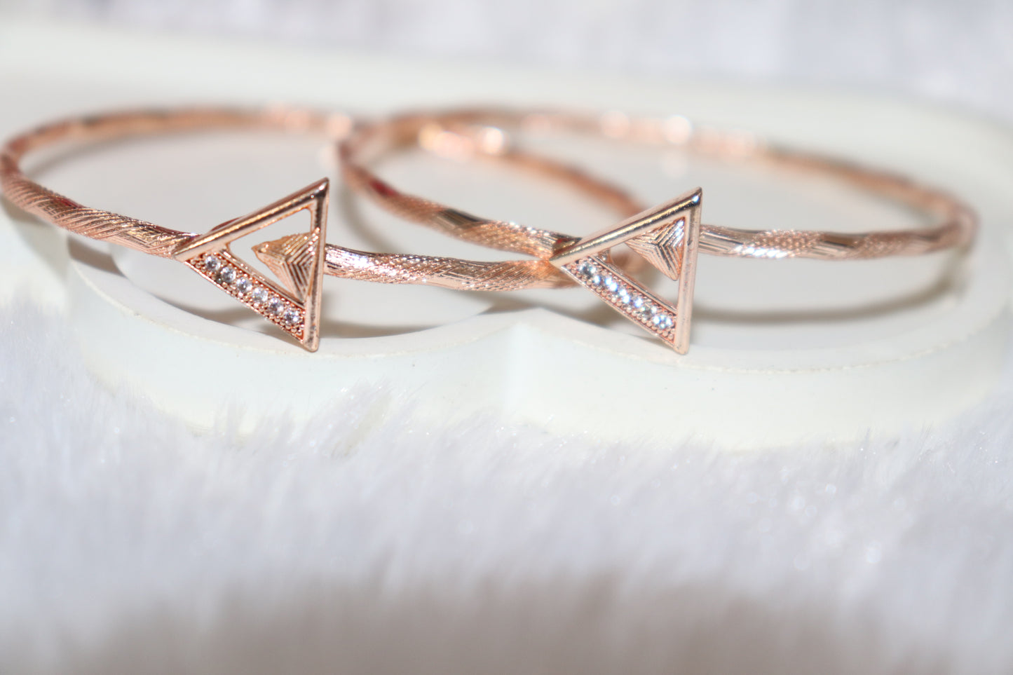 Rose Gold Triangle Minimalist Bangles – Set of 2