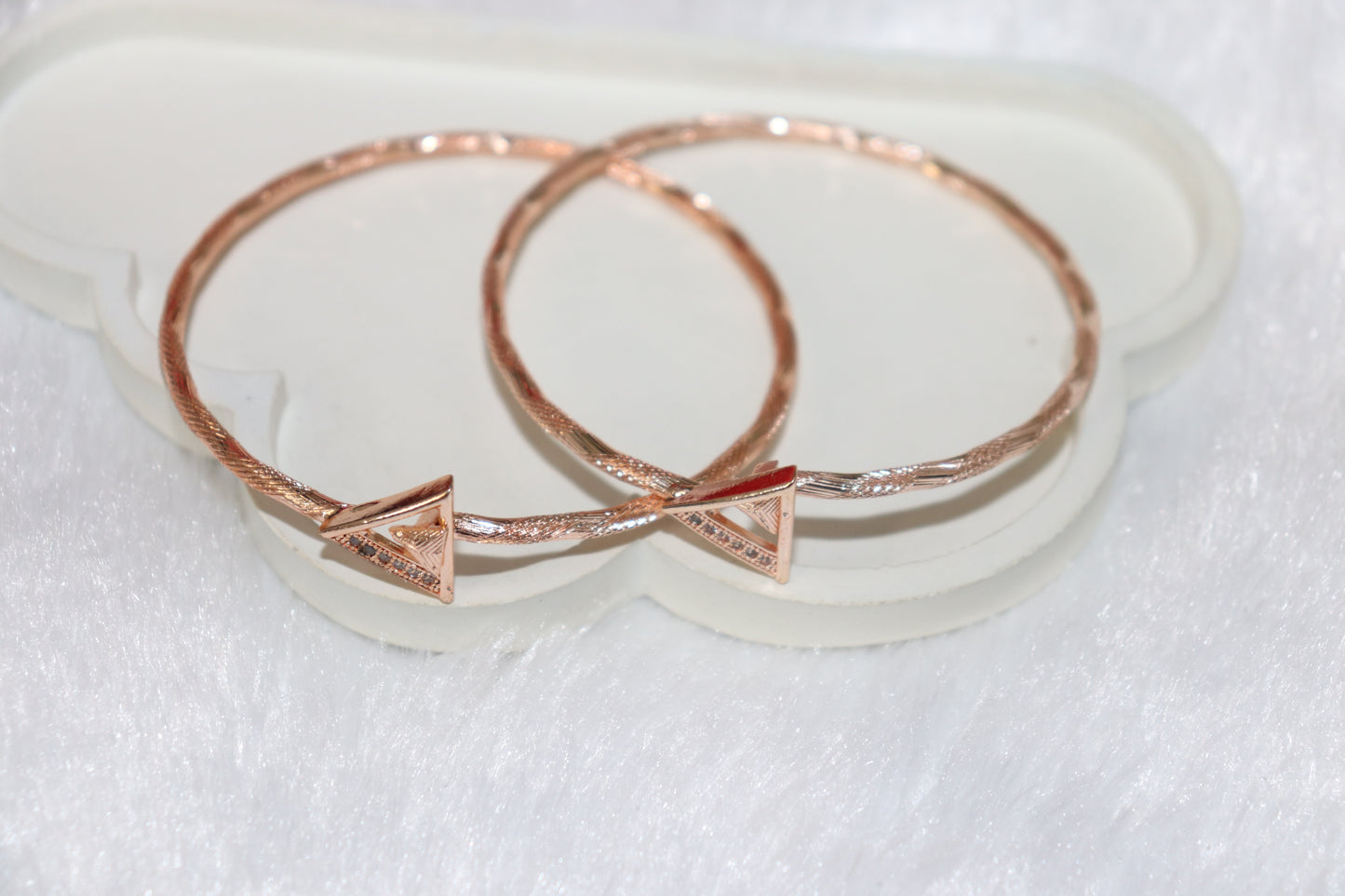 Rose Gold Triangle Minimalist Bangles – Set of 2