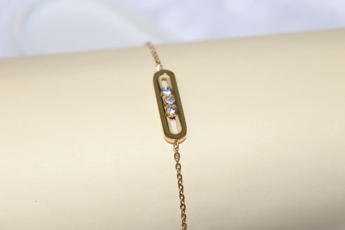 Minimalist Gold Chain Bracelet with CZ Trio Accent