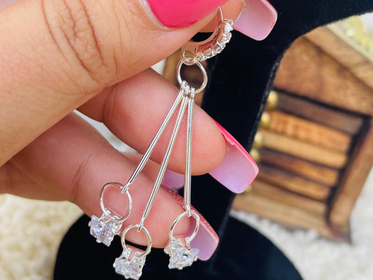 Elegant Crystal Dangle Earrings in Silver